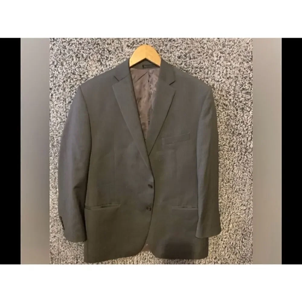 Lauren Ralph Lauren Men's Gray Wool Blazer Jacket Size 44 Tailored Fit